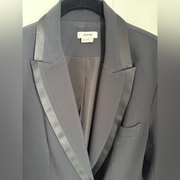Jason Wu Women Black Double-Breasted Blazer Dress with satin lapels. Worn once. - Picture 2 of 5